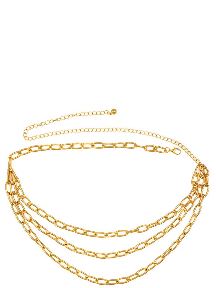 METAL THREE CHAIN LAYERED BELT JT30077 for wholesale by anbfashion