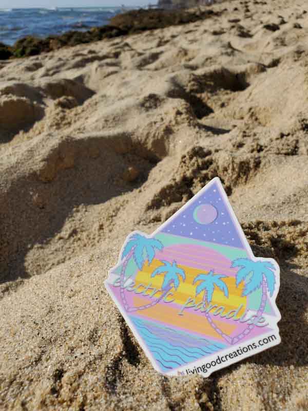 Electric Paradise - Kiss Cut - Adesivo de arte em vinil à prova d'água por atacado de Livin’Good Creations
