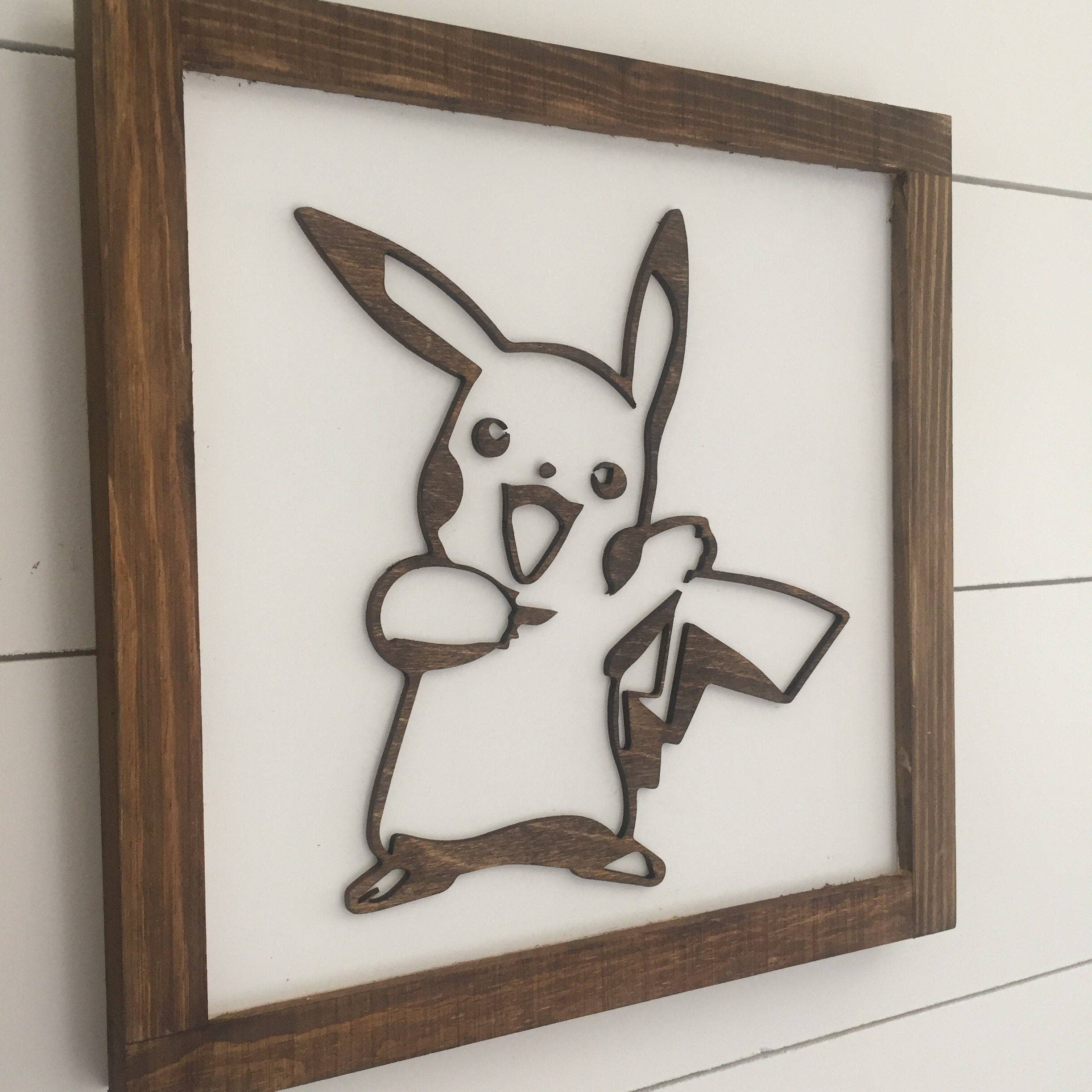 Nail and Hook Laser Cut Home Decor - Wholesale Sign - Personalized Pokémon Wood Sign – Custom Bedroom Decor Featuring Pikachu & Friends1
