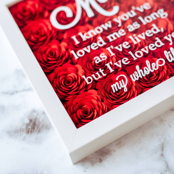 The Scarlett Butterfly - Wholesale Sign - Gift for Mom Handmade Red Paper Flower Shadow Box