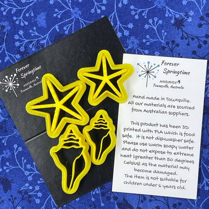 Forever Springtime - Wholesale Craft tool - SHELLS and STARFISH Cutters (set of 4): Art, Baking, Craft1