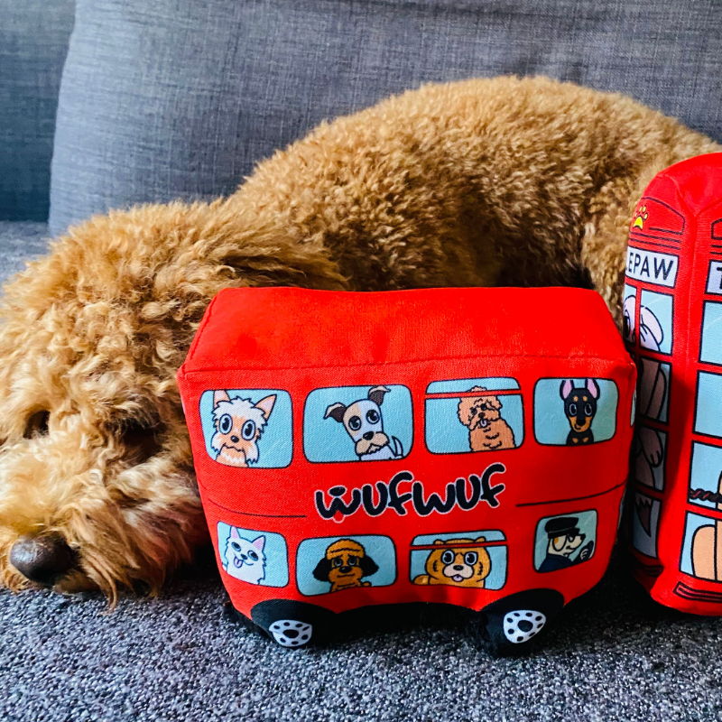 WufWuf - Vendita all'ingrosso Giocattoli sonori per animali - Cani - Giocattolo per cani WufWuf City Transpawt, autobus di Londra in peluche con sonaglio5