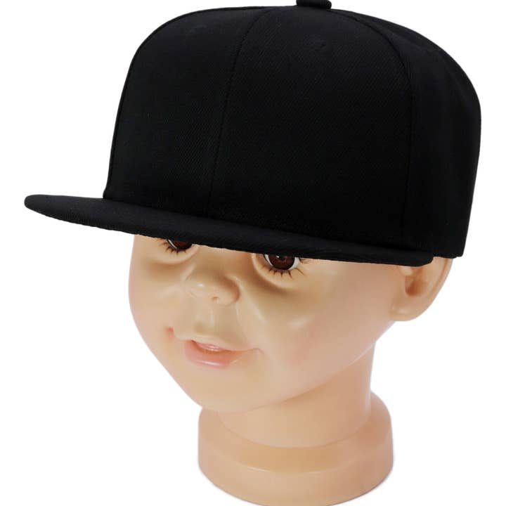 Cap Zone - Wholesale Baseball Cap - Kids - Kids Solid Twill Snap Back Flat Bill Cap