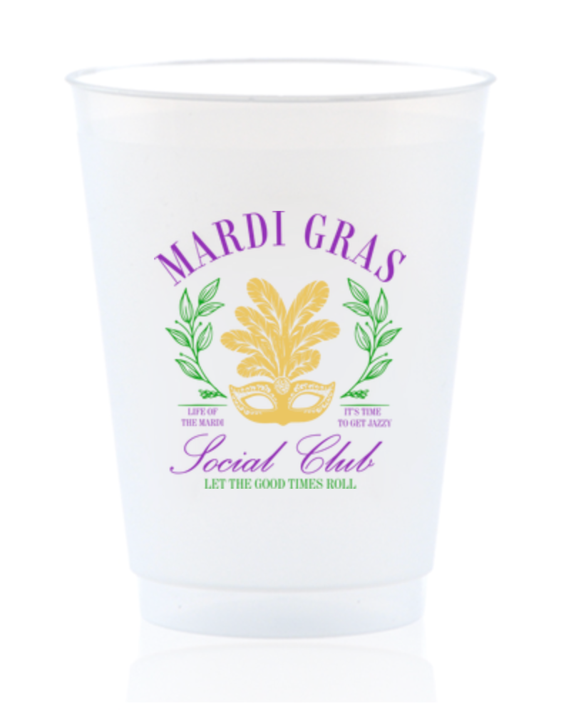 M2B Designs - Wholesale Disposable Cup - Mardi Gras Social Club Shatterproof Cup0