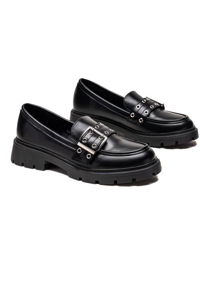Chunky Loafer med Harness-rem og Øjer 77-652 for engroshandel hos C'M PARIS