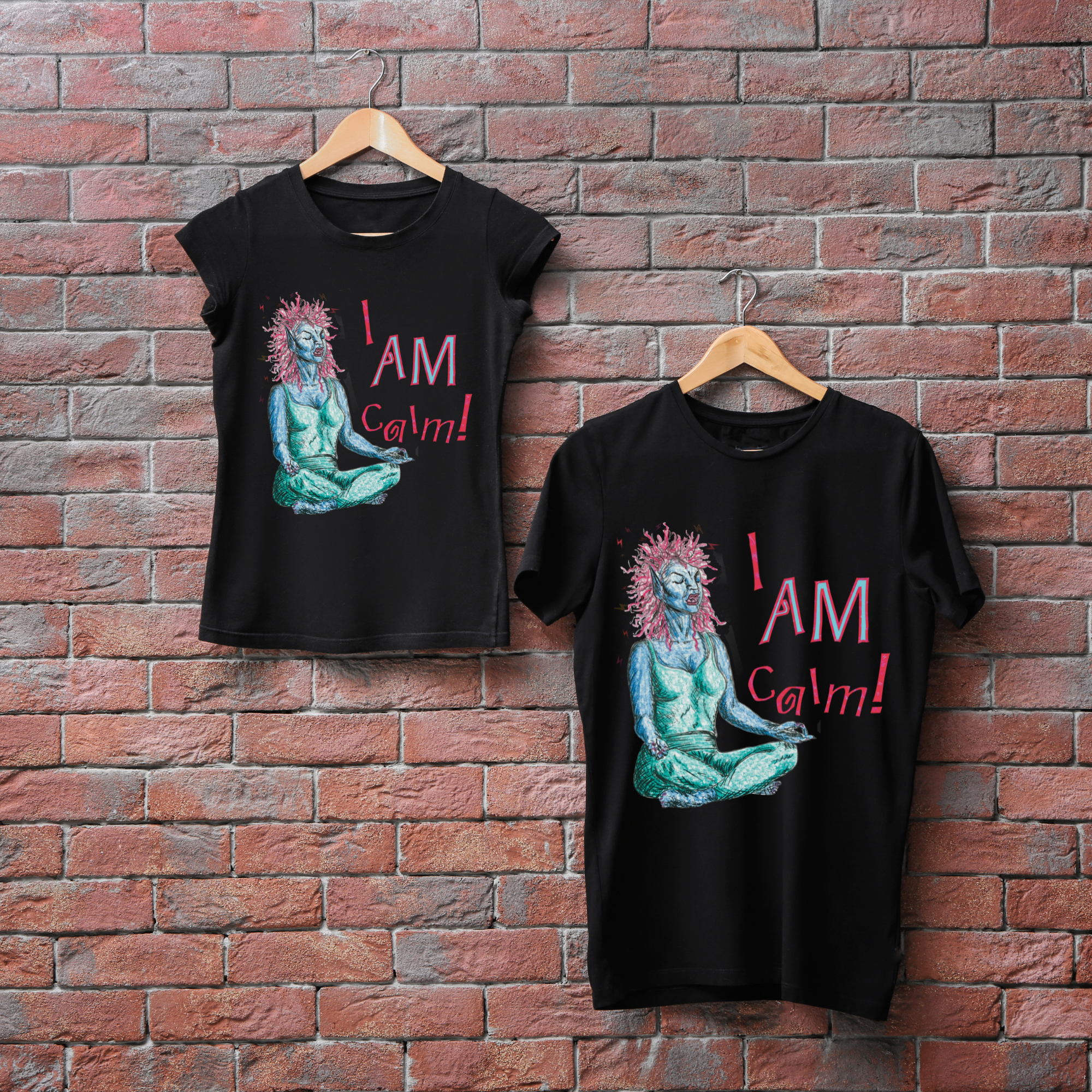 Hannah Kate Makes - Vente T-shirt à imprimés – unisexe - JE SUIS Calme ! T-shirt - Noir - 100 % Coton - Coupe Classique/Ajustée4