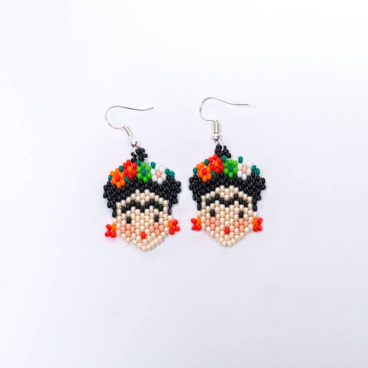 Frida Kahlo Seed Bead Earrings - Guatemala for wholesale by Lumily