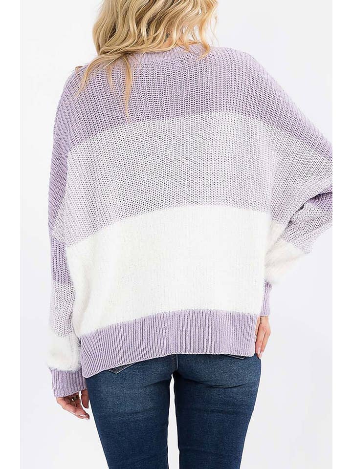 ROUSSEAU - Wholesale Knit Sweater - Women's - DETAILED SLEEVE COLORBLOCK KNIT PULLOVER SWEATER17