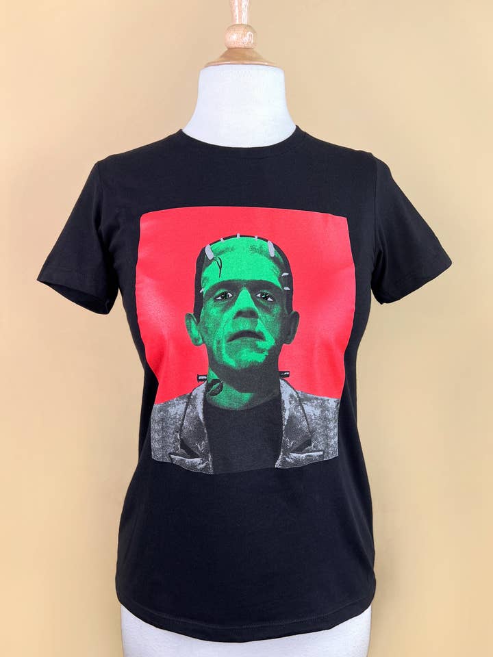 Mischief Made - Wholesale Screen printed t-shirt – Women′s - Frankly My Dear Fitted Tee in Black Made with green rhinesto5