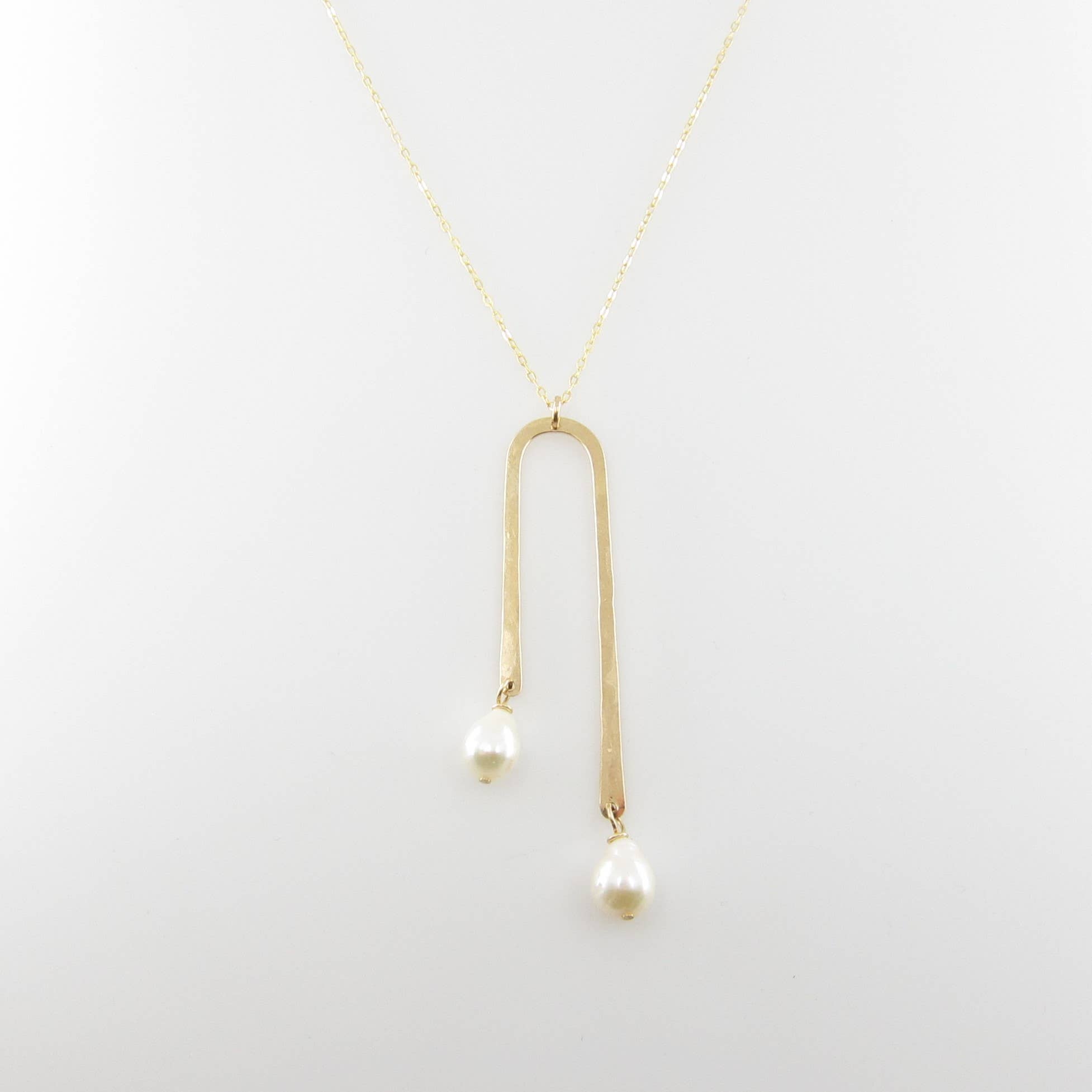 J. Mills Studio - Wholesale Pendant/Charm Necklace - Asymmetrical Arch Necklace with Baby Baroque Pearl Drops1