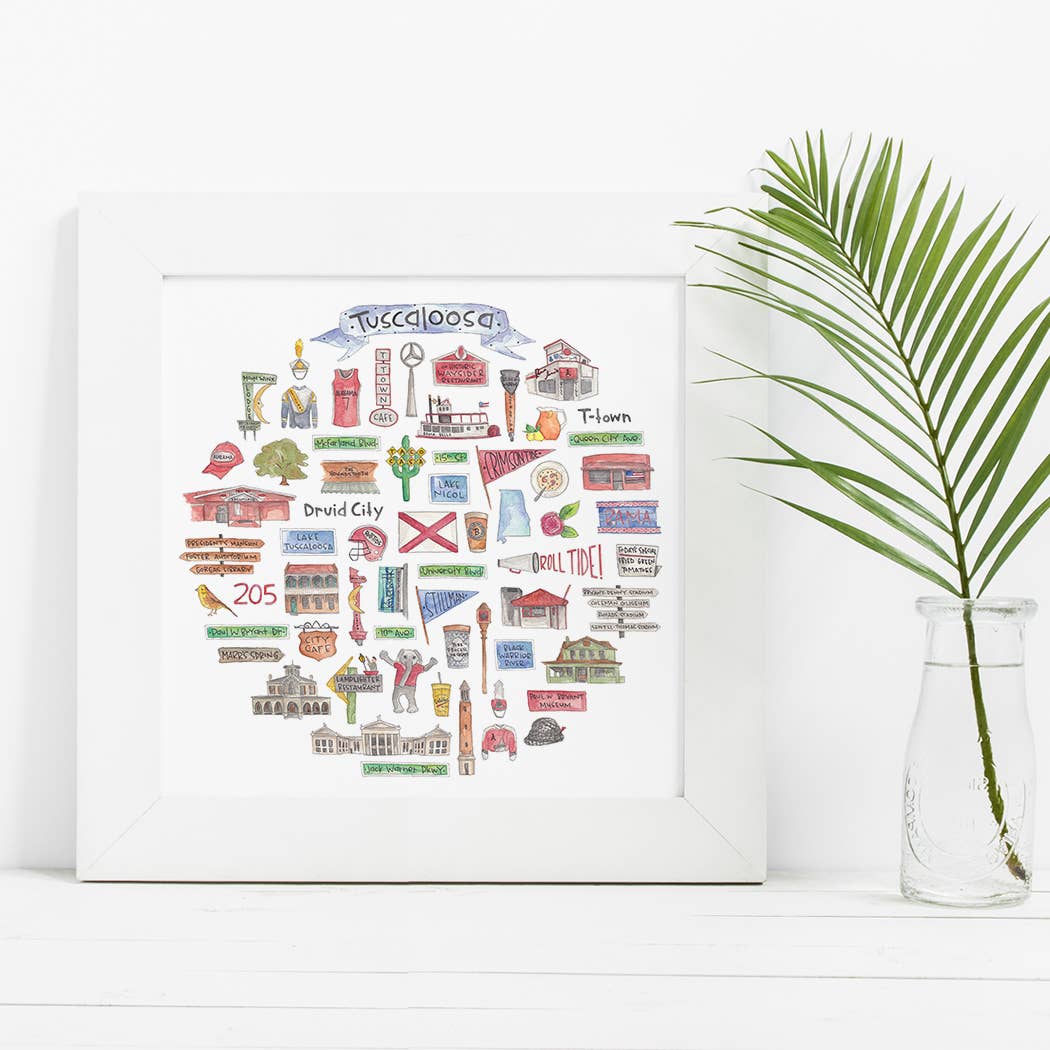 Green Blanky Studio - Venta al por mayor Ilustración - Tuscaloosa, AL Icon Impresión Acuarela2