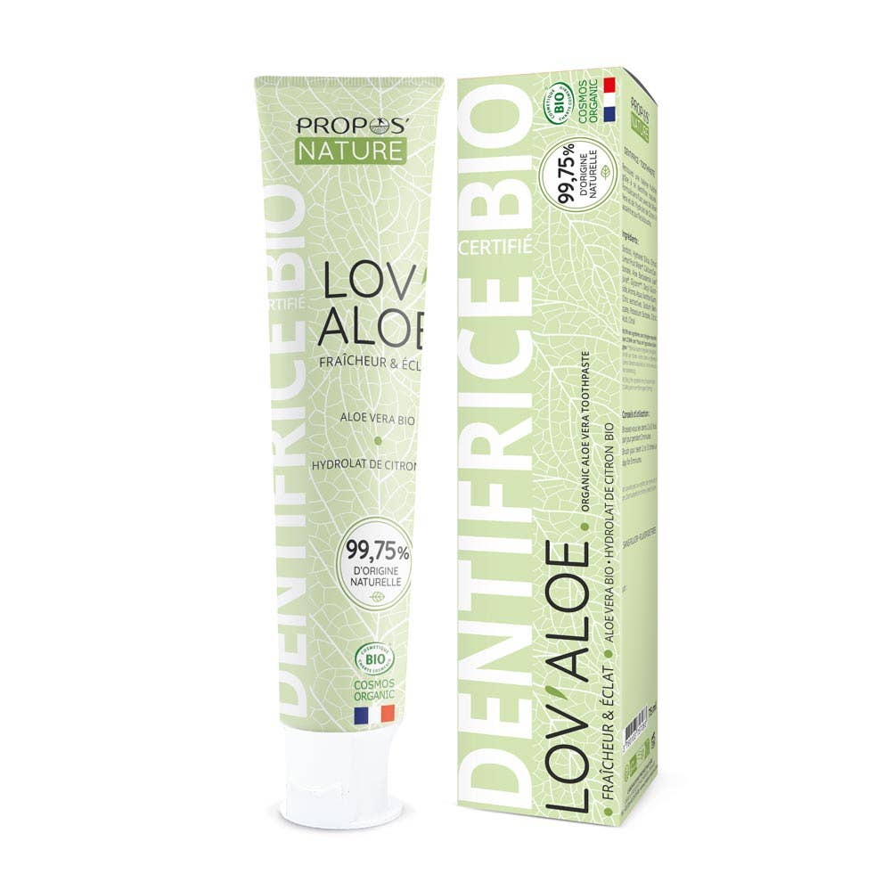 Propos'Nature – wholesale Toothpaste – Organic Toothpaste Lov'aloe-Aloe Vera & Lemon -Fluoride-Free- 75ml1