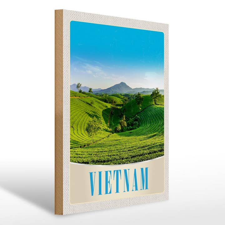Femer - Wholesale Sign - Wooden travel sign 30x40 cm Vietnam natural meadow farming trees