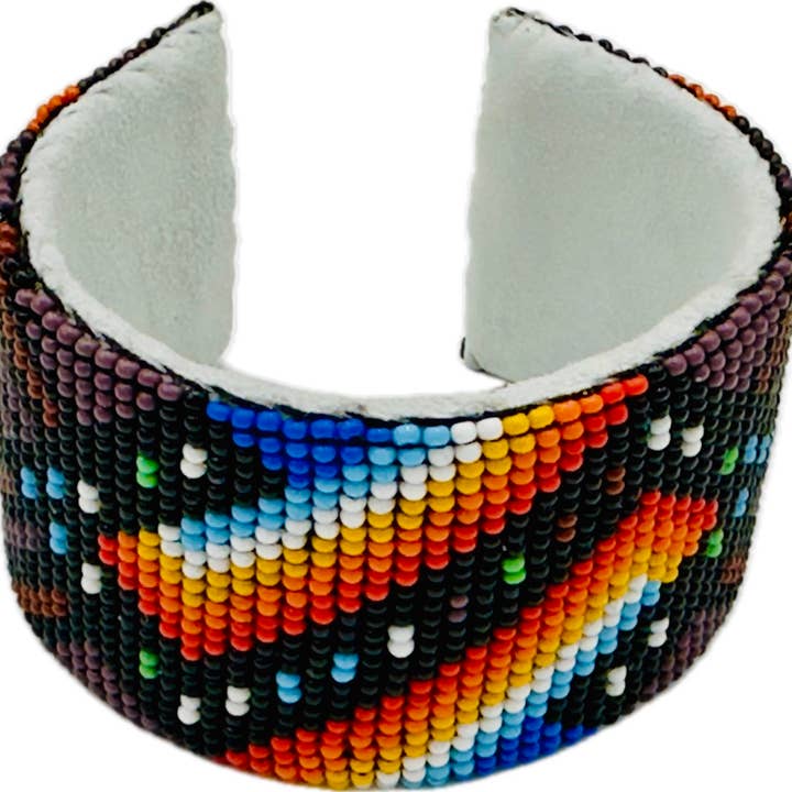 BEADS CORNER – Pulseira de punho por atacado – Pulseira rígida artesanal com missangas multicoloridas roxas2