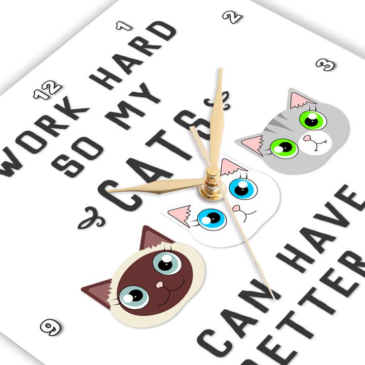 3dRose - Wholesale Wall Clock - 3dRose, I Work Hard So My Cats Can Have A Better Life, Wall Clock1