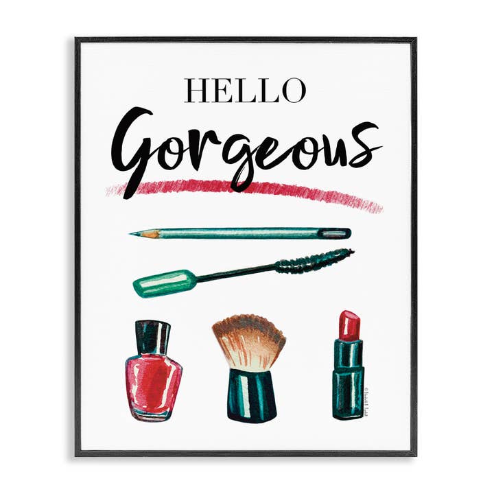 Hello Gorgeous with Makeup - Framed Wall Art for wholesale by Stupell Industries
