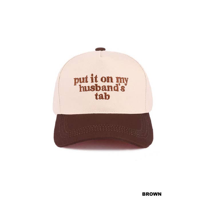 42POPS - Wholesale Honkbalpet - Uniseks - ,,,...1009 Zet het op de rekening van mijn man Twee-kleurige canvas katoenen pet SI-27913