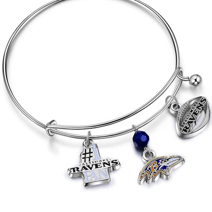 NFL Baltimore Ravens Three Charm Logo Bracelet for wholesale by Simran International