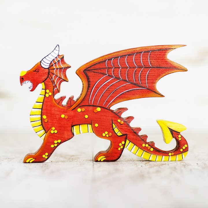Wooden Dragon figurine Fairy creature Red dragon toy for wholesale by Wooden Caterpillar Toys