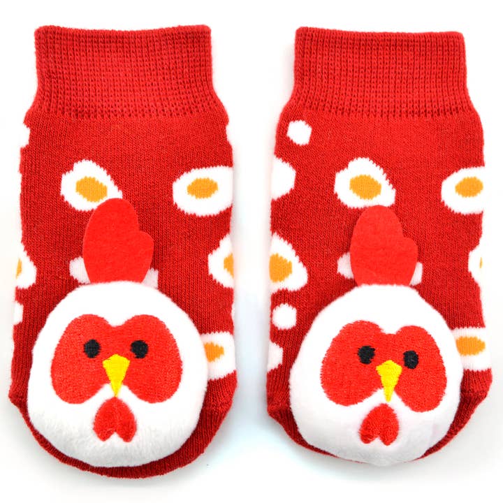 Boogie Toes - Wholesale Socks - Baby - Chicken Boogie Toes Rattle Socks1