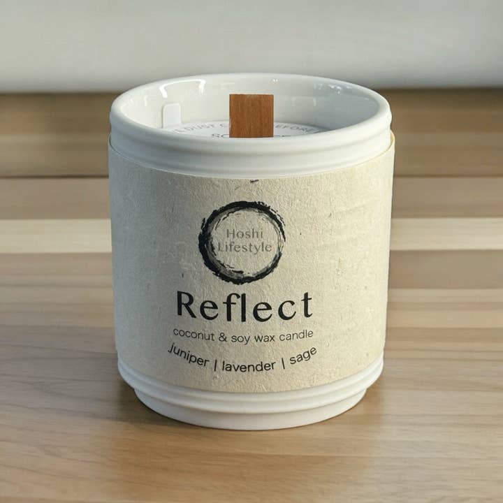 Reflect Hand Poured Candle - 8oz Ceramic Jar for wholesale by Hoshi Lifestyle