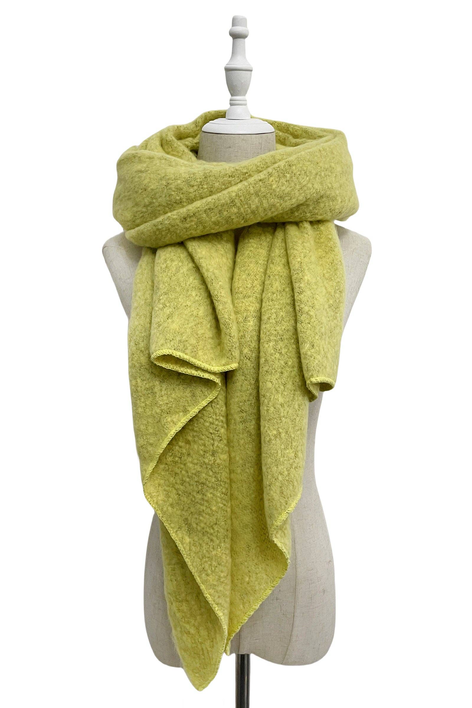 Fashion Scarf World - Wholesale Scarf - Women's - Plain Boucle Diagonal Edge Wool Scarf45