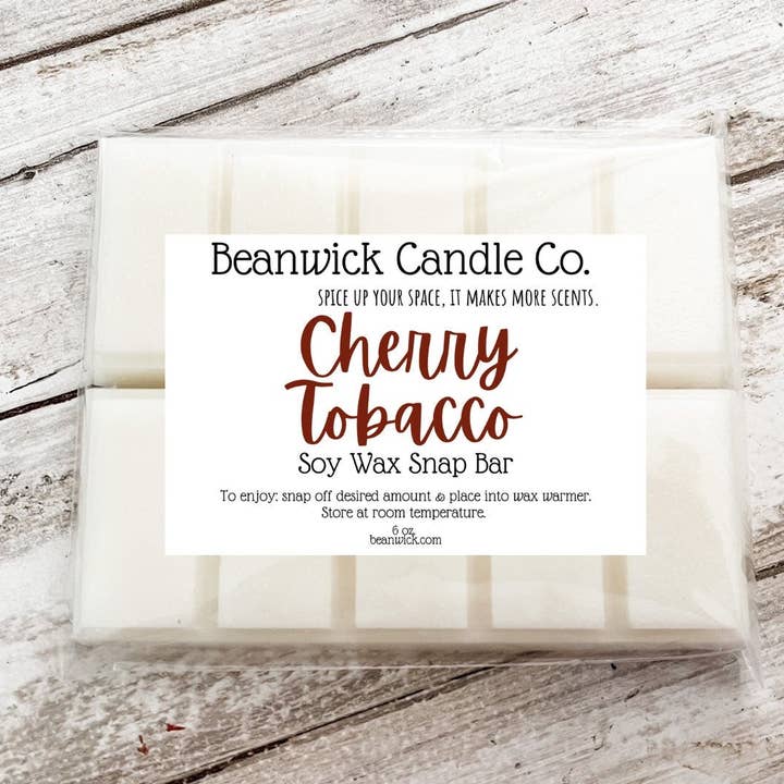 1 paquet (2 barres) - La cire de soja CHERRY TOBACCO fait fondre des cadeaux uniques pour la vente par Beanwick Candle Co.