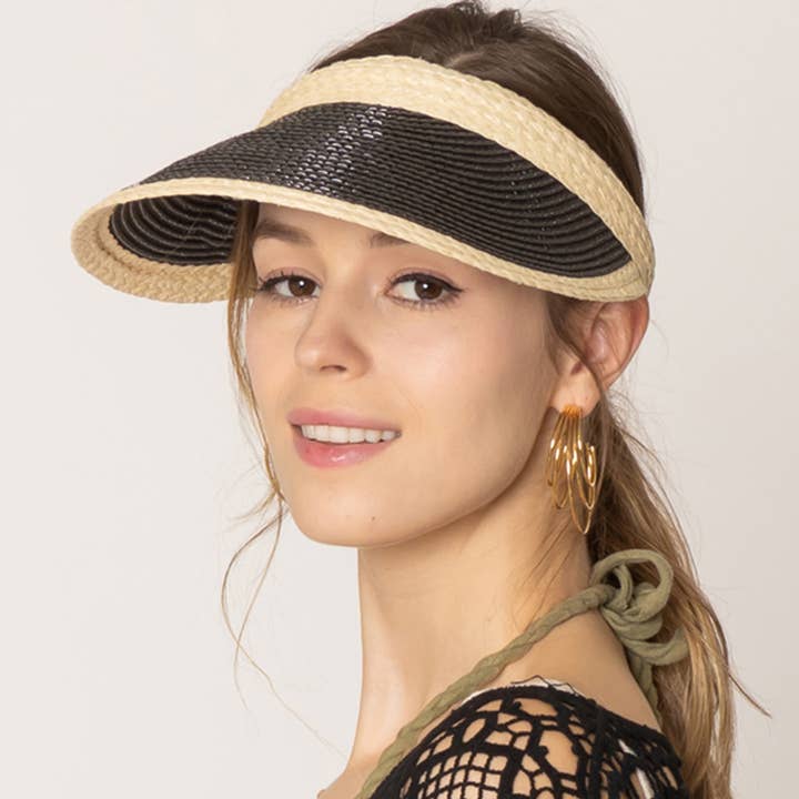 Fashion City - Wholesale Visor – Women's - Colored Straw Sun Visor Sun Hat15