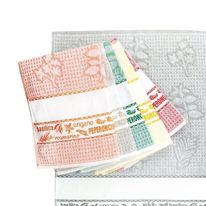 Küchentuch GEWÜRZE cm.50x70 mit Stickerei-Bordüre für den Großhandel von Almatex srl