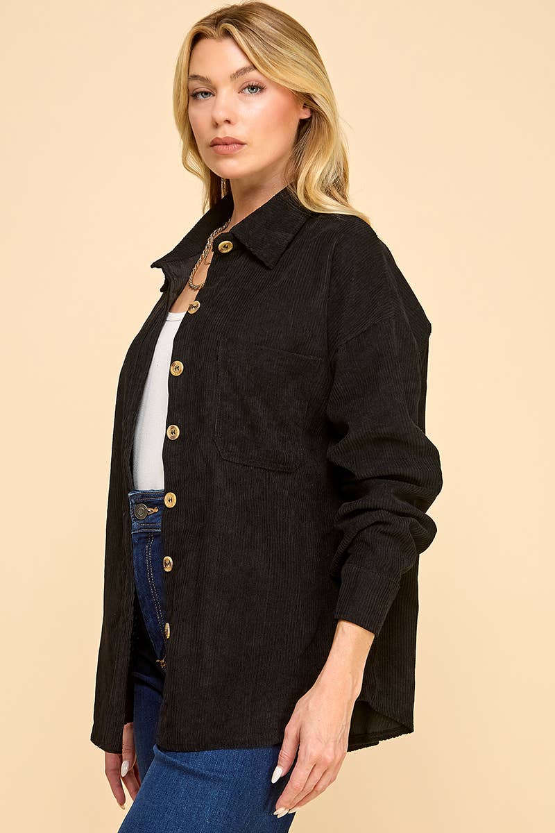 Cezele - Venta al por mayor Camisa con botones - Mujer - Camisa de pana abotonada de gran tamaño13