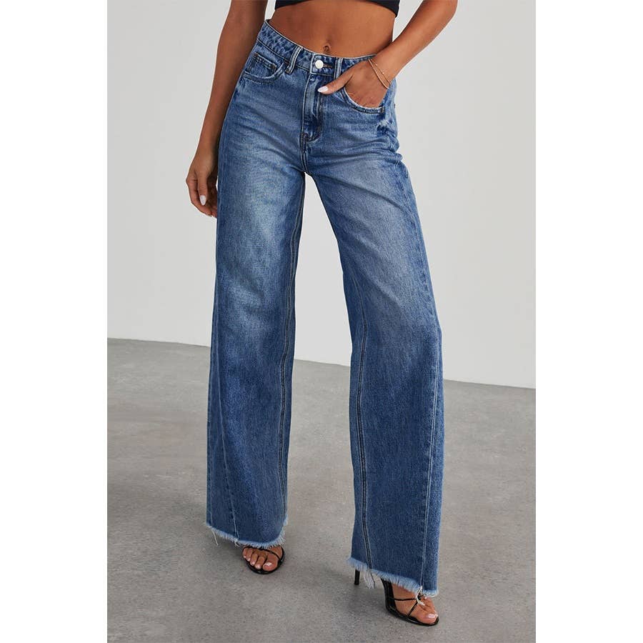 Paperdoll - Vente Jean – femme - Jeans à serpillière à jambes larges, coupe ajustée et confortable, taille haute 8