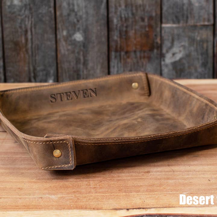 Lifetime Leather Co - Wholesale Decorative Tray - Leather Valet Tray - San Tan Series Double
