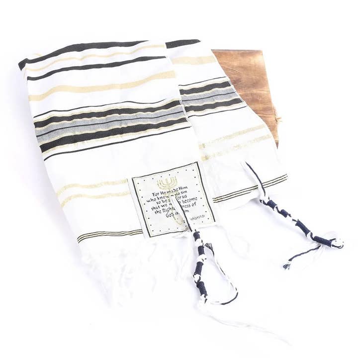 Swanson Christian Products - Wholesale Wrap - Women's - Prayer Shawl – Gold and Black – Traditional Messianic with Tallit – 72″ X 22″