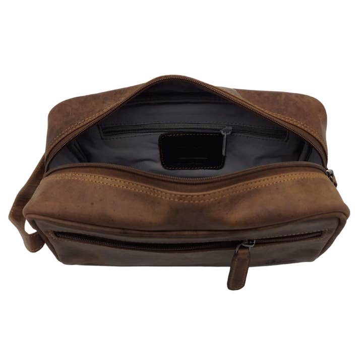 Greenwood - Wholesale Toiletry Bag - Unisex - Amari leather toiletry bag, men's toiletry bag, women with compartments
