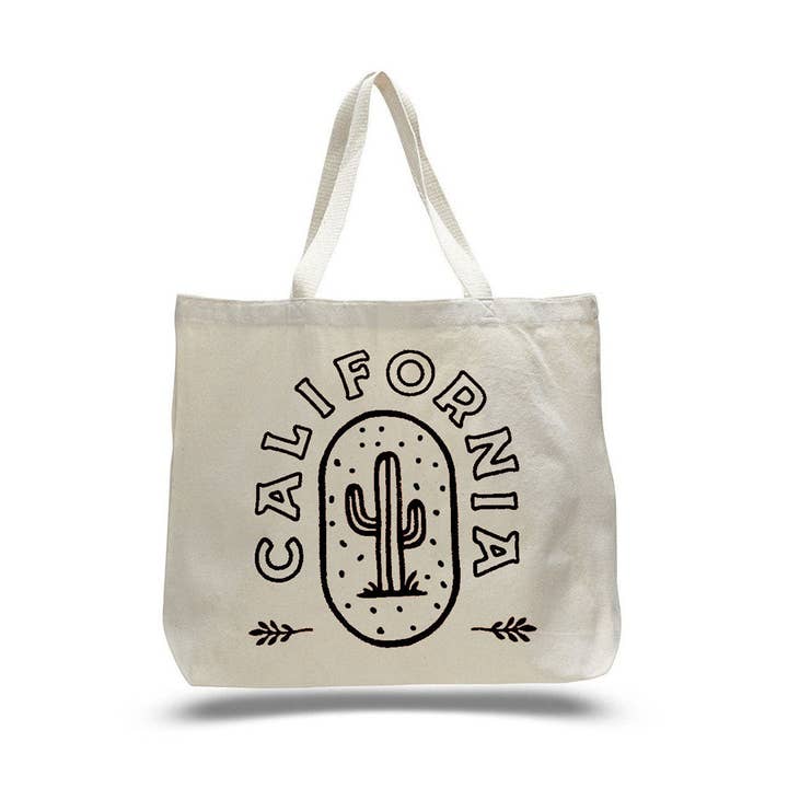 Sac fourre-tout Californie avec cactus - Noir pour la vente par Bobo Design Studio