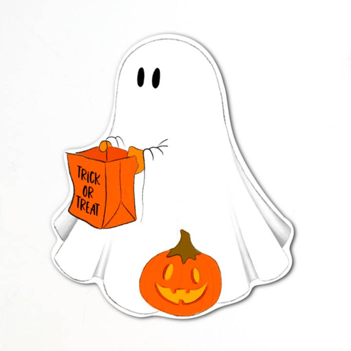 Ghost Trick Or Treater Sticker for wholesale by inkpaperfable