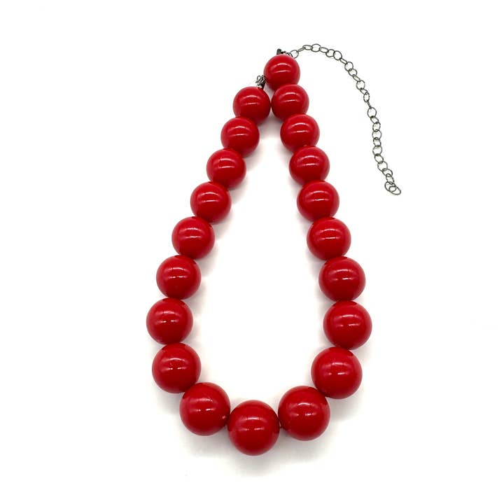 Chunky Cherry Red Marco Necklace for wholesale by Leetie Lovendale