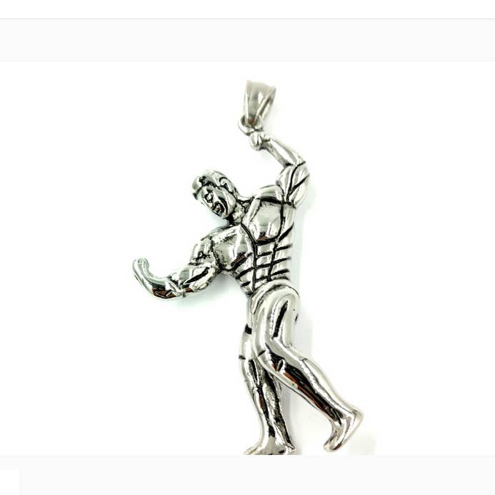Silver Bodybuilder steel pendant for wholesale on Faire