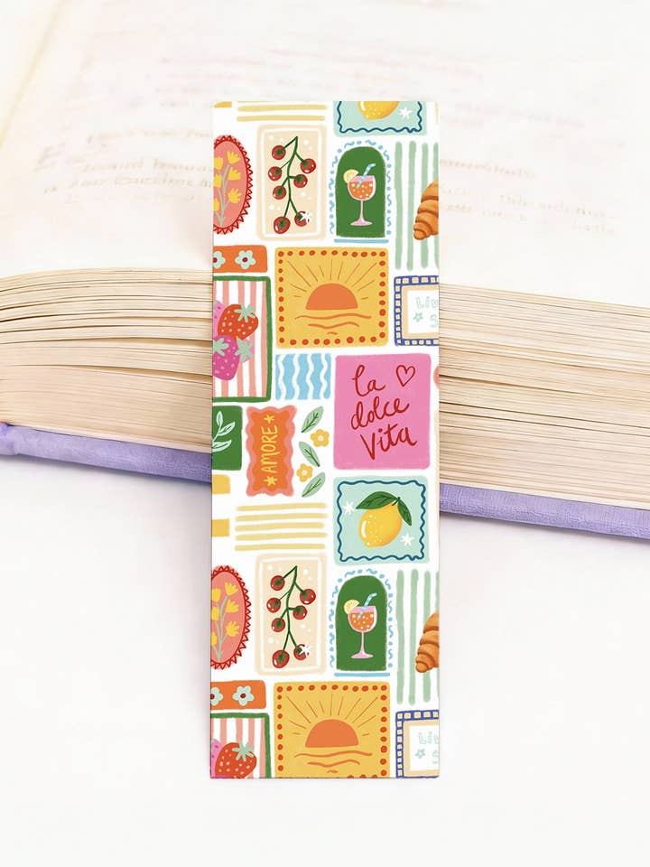 Segnalibro La Dolce Vita Francia Italia viaggi lettura per la vendita all'ingrosso da parte di Aniet Illustration