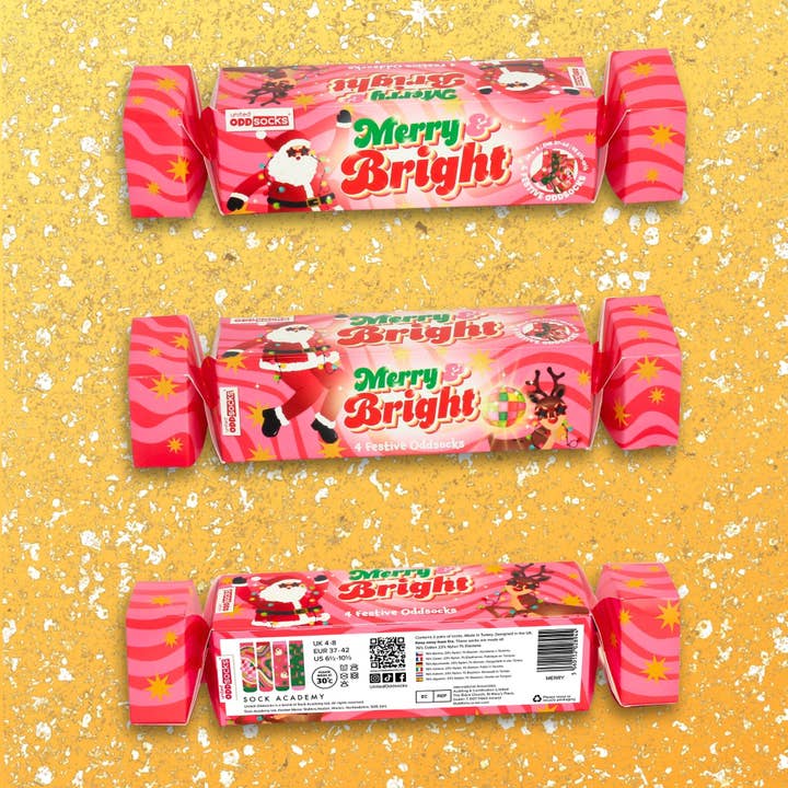 Sock Academy - Wholesale Socks - Women's - MERRY&BRIGHT | 4 Odd Socks Christmas Cracker|United Oddsocks7