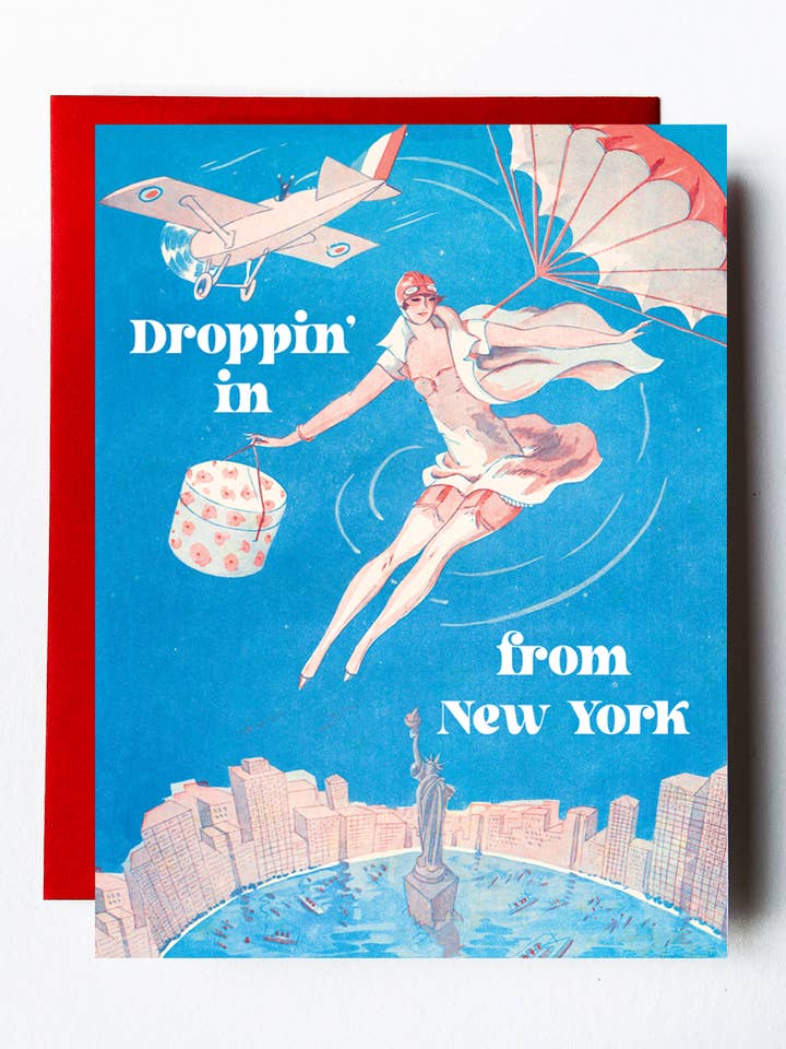 Dropping in from New York Art Deco Card for wholesale by The Twentieth