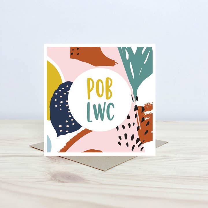 Welsh good luck card 'Pob lwc' pattern - Nansi Nudd for wholesale by Draenog