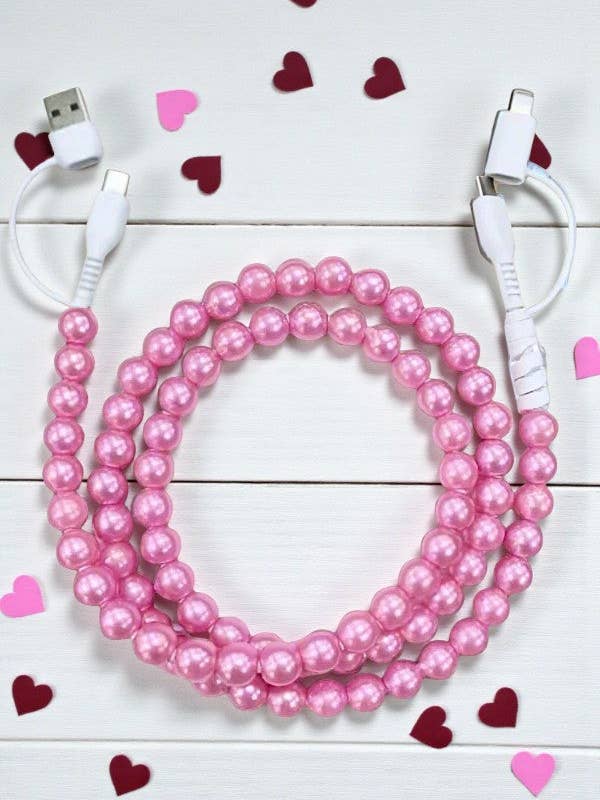 Verwachte aankomst 1/5 - Bijgewerkte Pink Pearl Cord Telefoonoplader voor wholesale door Nash Grey