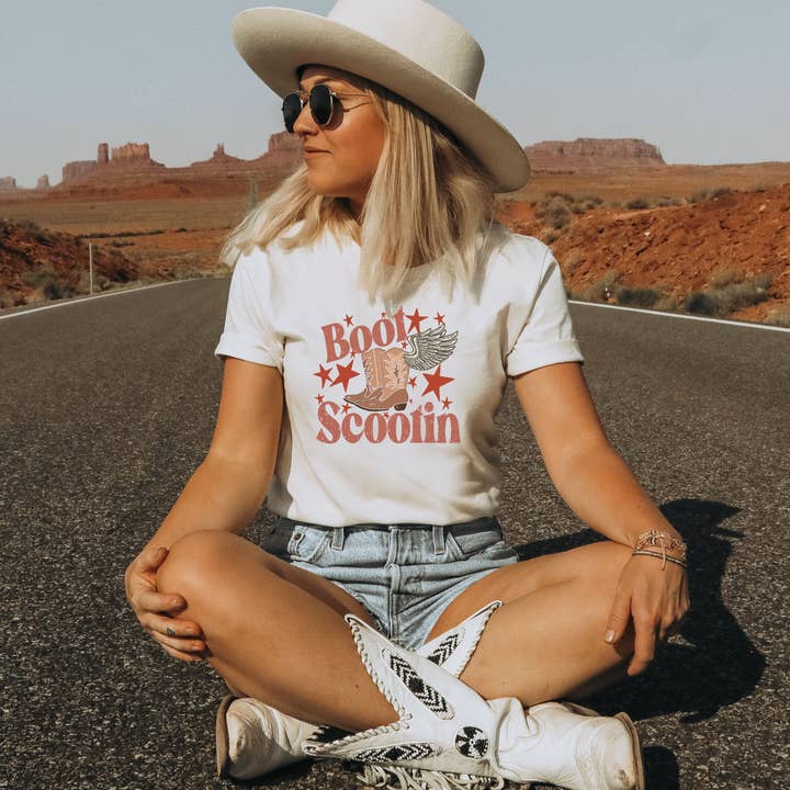 Boot Scootin Graphic T-Shirt for wholesale by The Southern Songbird Boutique
