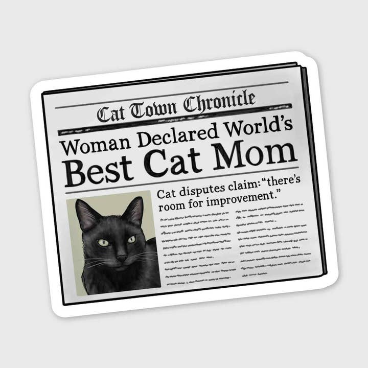 Black Cat Best Cat Mom - Funny Sticker - Matte 3.5" for wholesale by Artful Pixels