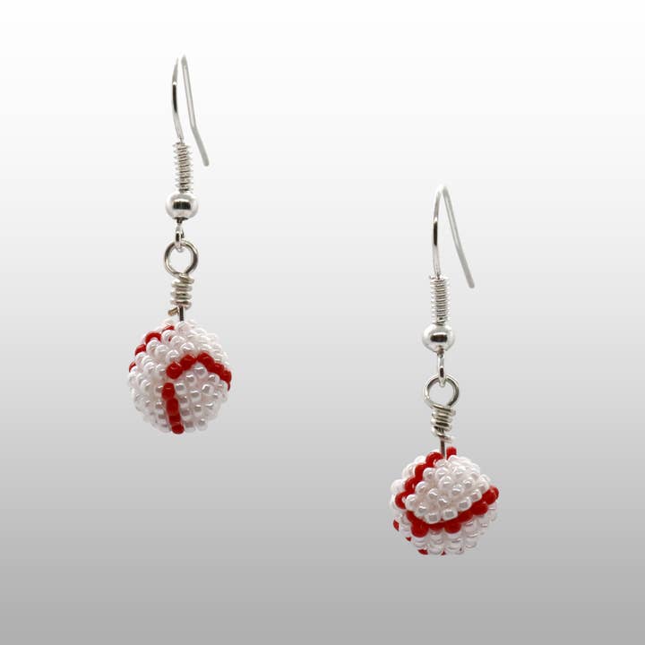 3D Beaded Baseball Earrings for wholesale by Pretty Shiny Beads
