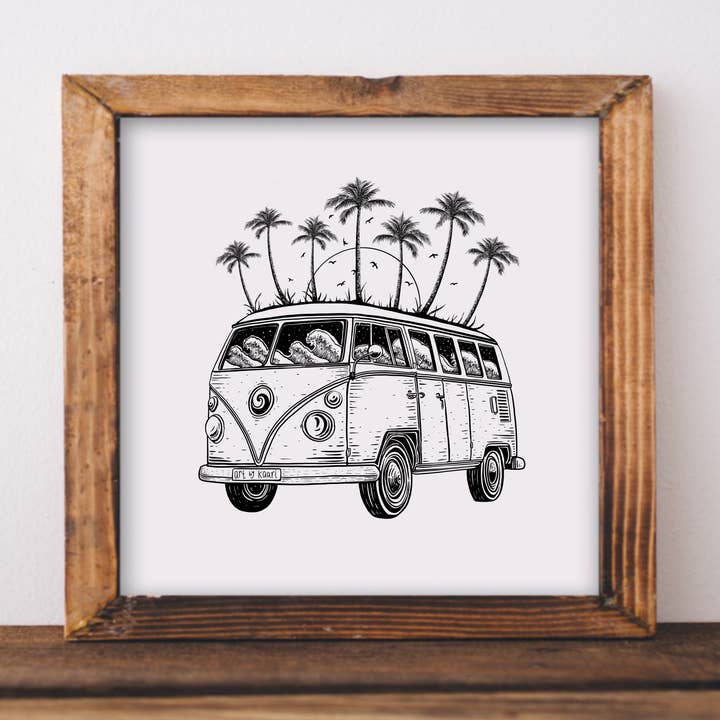 Impressão artística de van de praia por atacado de Kaari & Co.