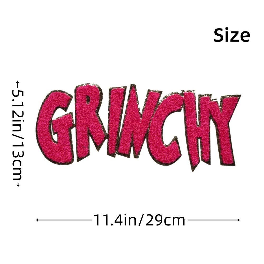 Rosie Posie Patches - Wholesale Sublimation Transfer - GRINCHY Chenille Iron On Christmas Patch2