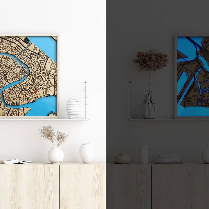 Carte gravée sur bois de Venise et de ses canaux. pour la vente par Kustwood