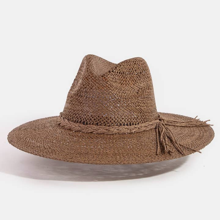 Collections by Fame Accessories - Wholesale Straw Hat - Women's - Braided Rope Band Straw Hat